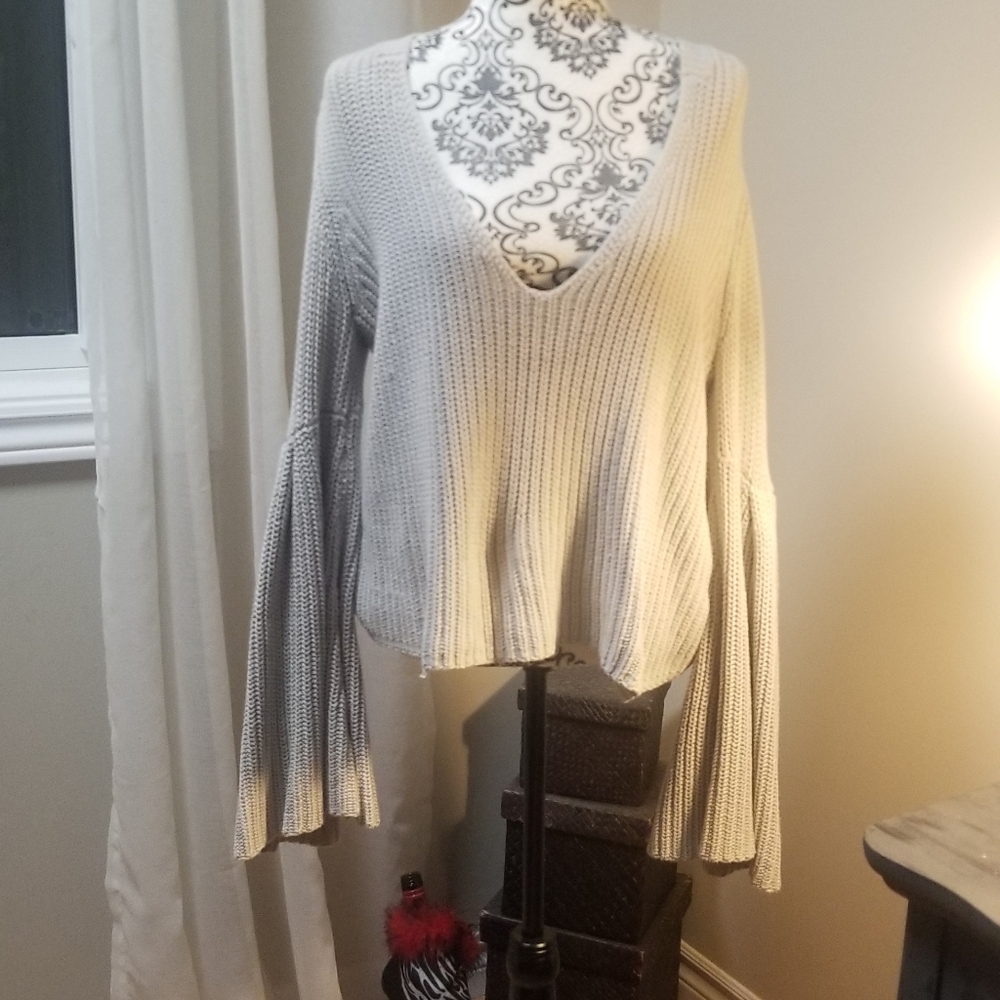 Free People low cut bell sleeve sweater
